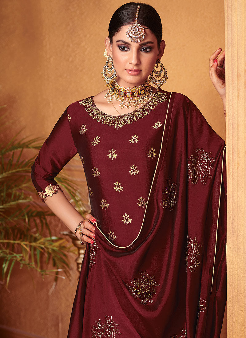 Embroidered Palazzo Suit