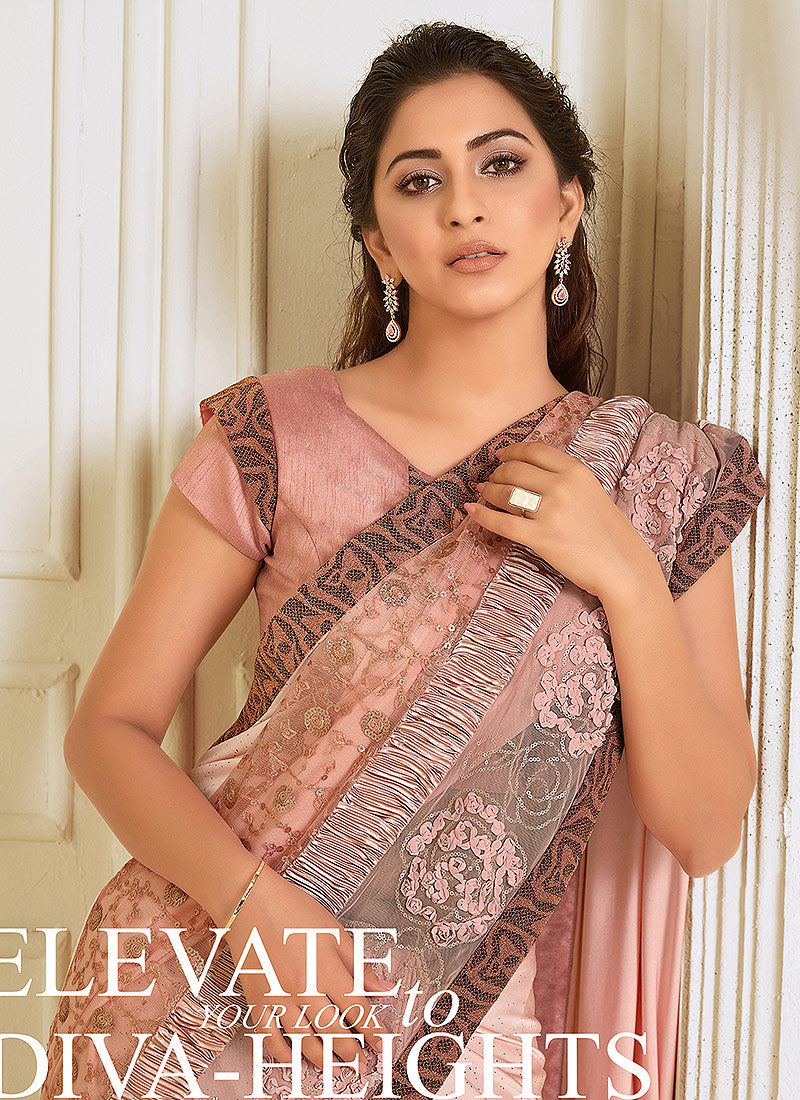 Soft Peach Saree In usa uk canada
