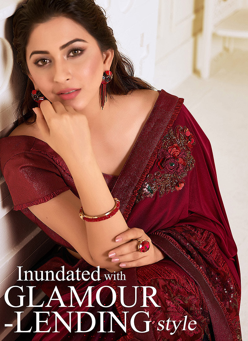 Maroon Saree In usa uk canada
