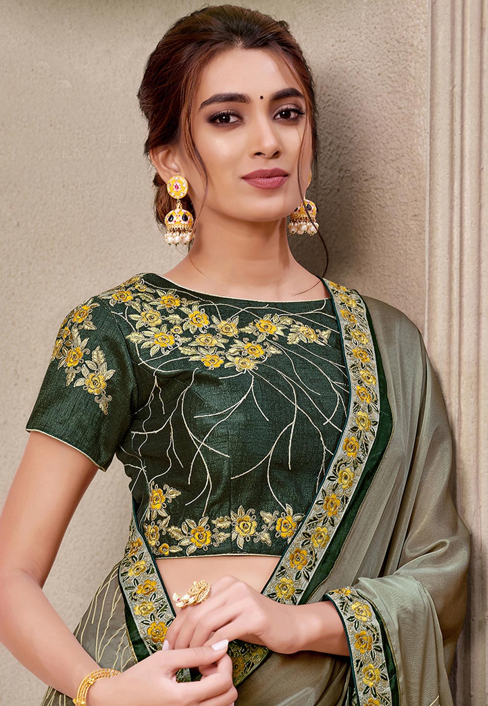Olive Green Silk Saree In usa uk canada