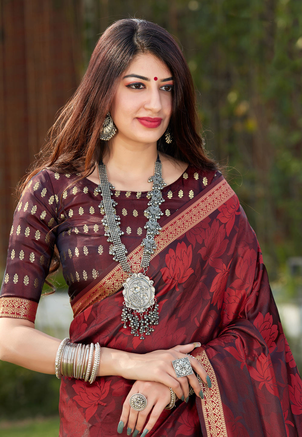 Maroon Indian Banarasi Silk Saree In usa uk canada