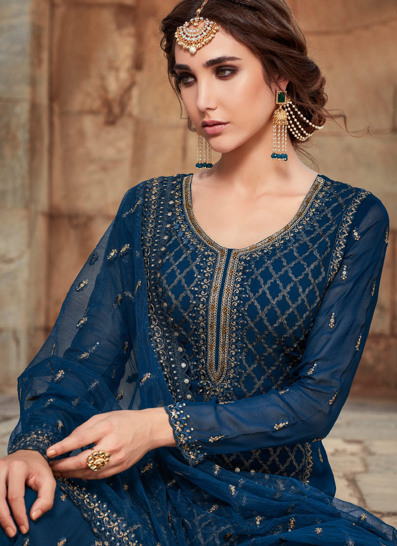 Royal Blue Sharara Suit In usa uk canada