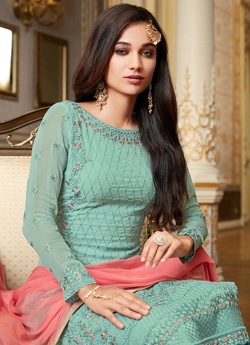 Sea Blue Pant Suit In usa