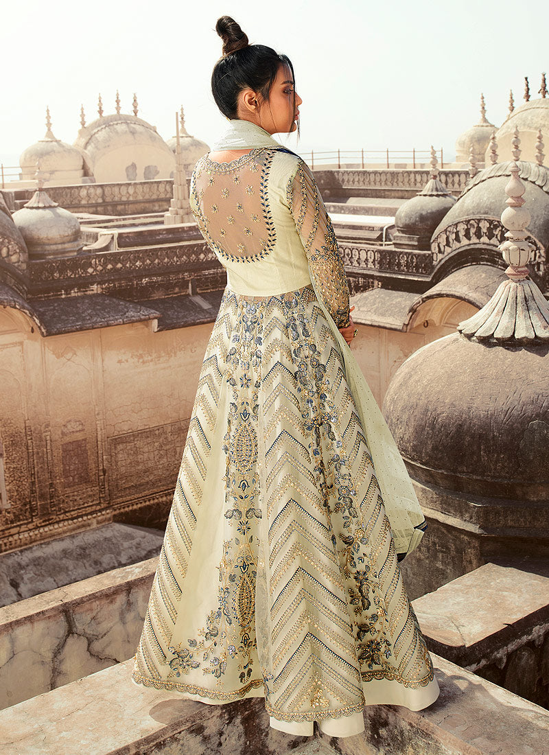 Off White Anarkali Lehenga/Pant Suit In usa uk canada