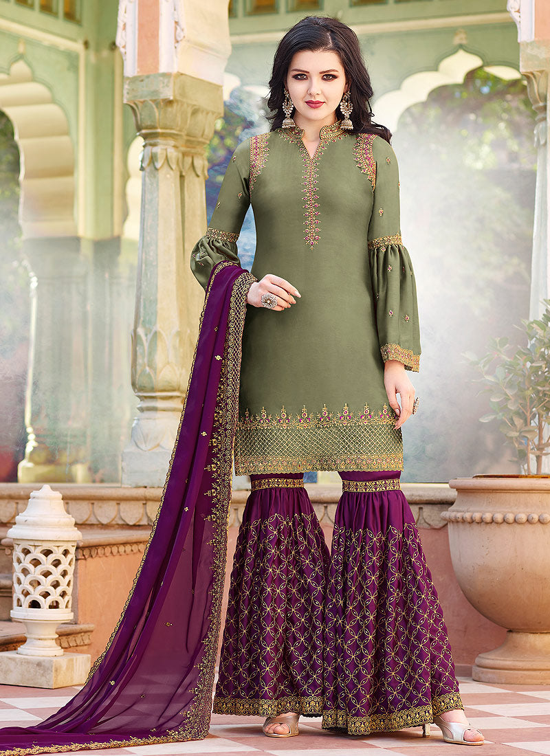 Embroidered Gharara Suit