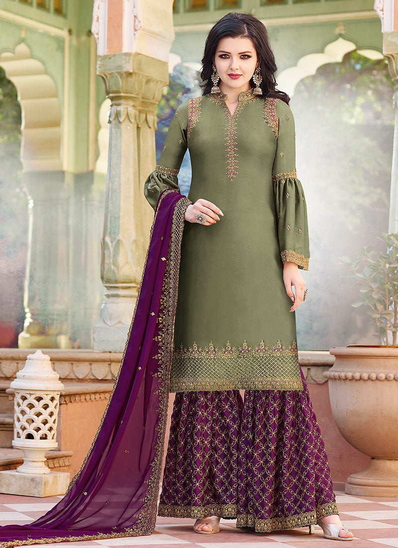 Embroidered Gharara Suit