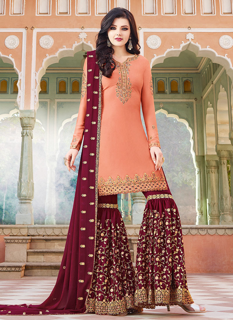 Embroidered Gharara Suit