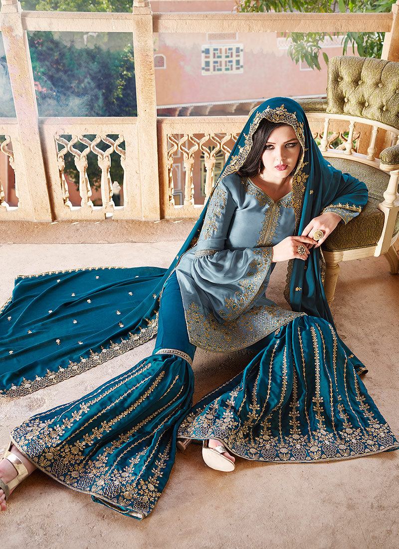 Embroidered Gharara Suit