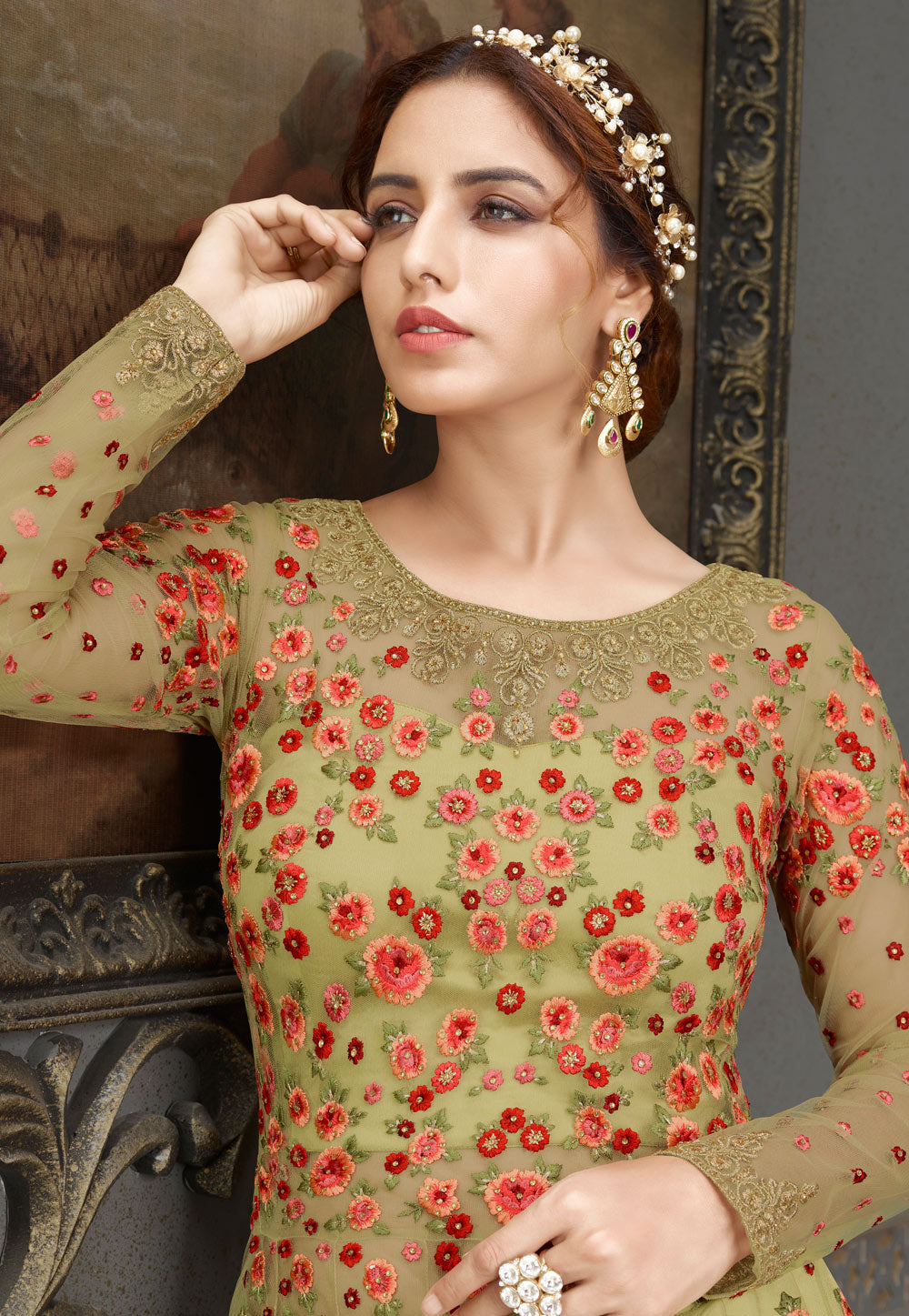 Green Anarkali Lehenga In usa