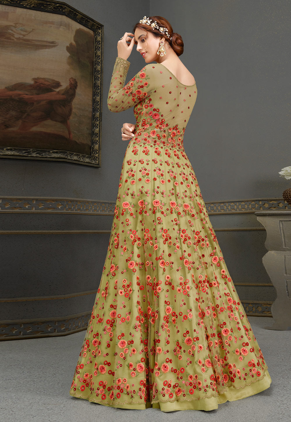 Green Anarkali Lehenga In usa uk