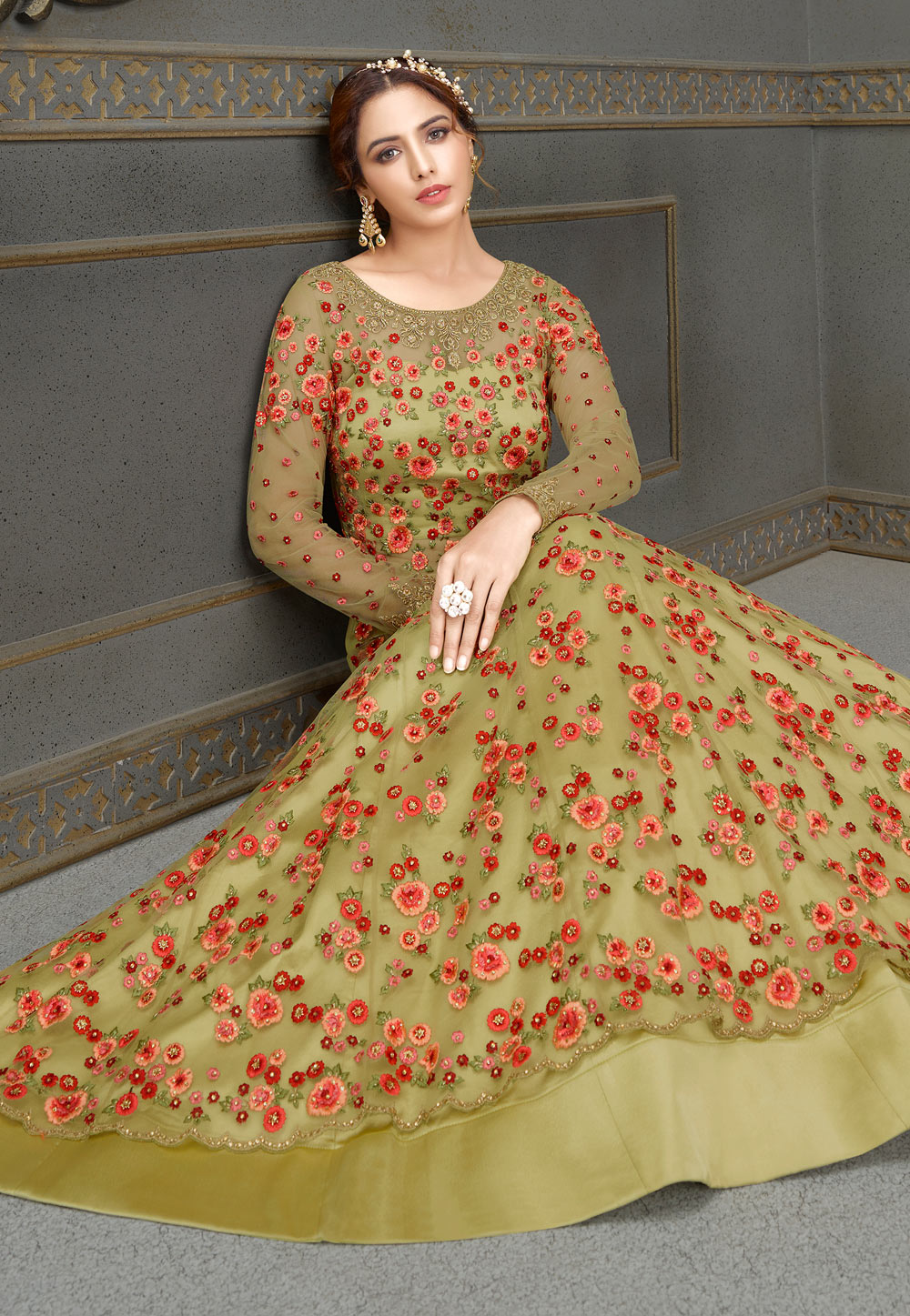 Green Anarkali Lehenga In usa uk canada