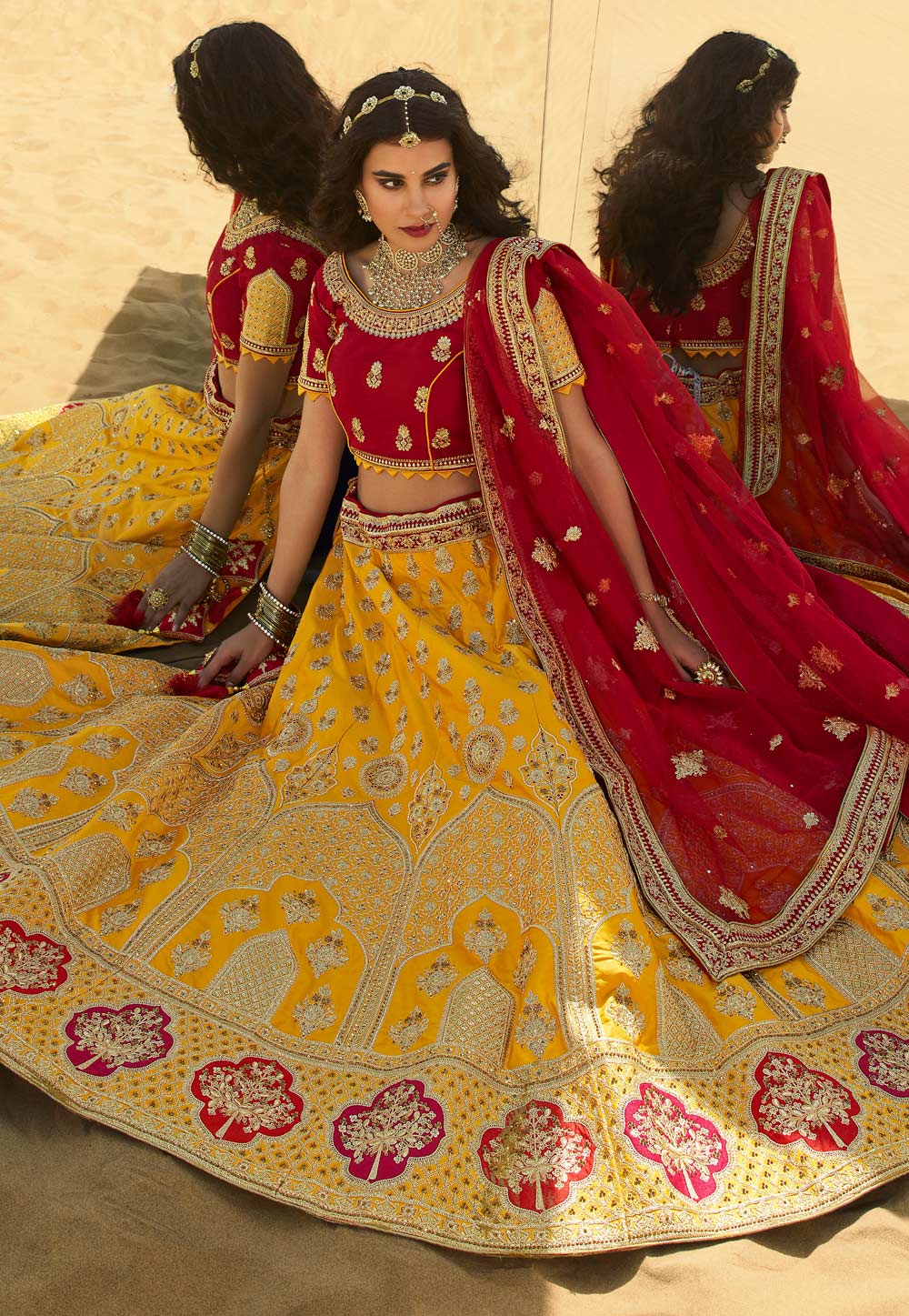 Yellow And Red Lehenga Choli In usa uk canada