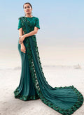 Indian Saree - Rama Green Embroidered Saree