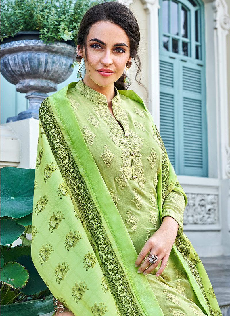 Lucknowi Embroidered Pants Suit