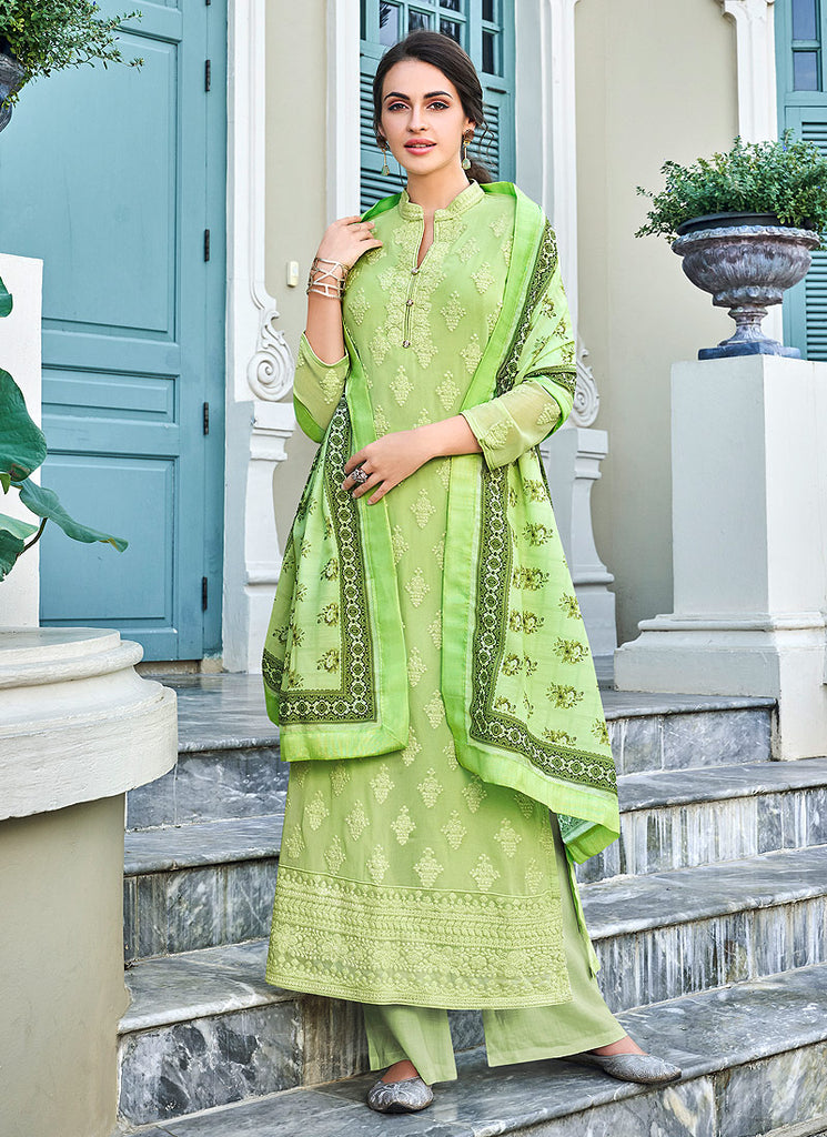 Lucknowi Embroidered Pants Suit