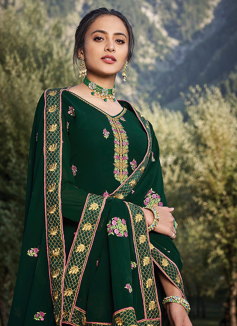 Indian Clothes - Green Embroidered Salwar Suit In usa uk canada