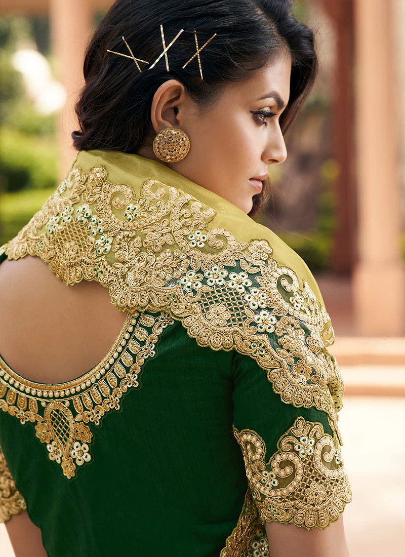 Lime And Green Indian Silk Saree In Usa