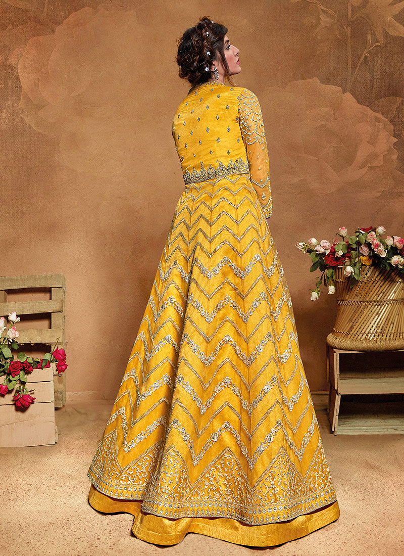 Yellow Golden Anarkali Suit In usa uk canada
