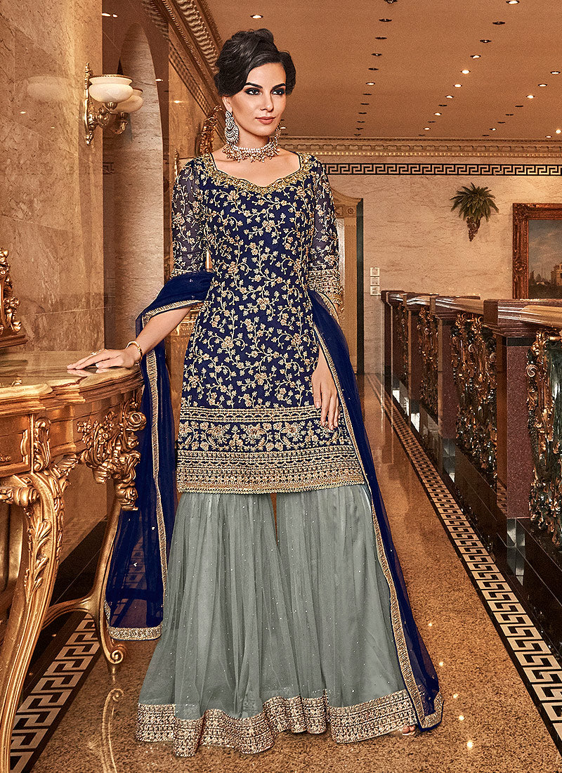 Embroidered Gharara Palazzo Suit