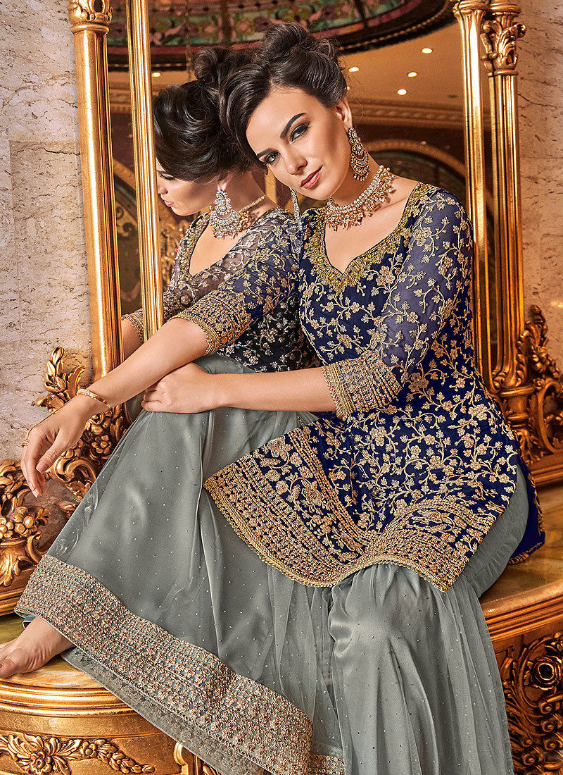 Embroidered Gharara Palazzo Suit