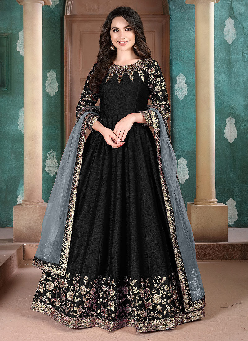 Black Golden Embroidered Anarkali Suit 2xl Black Golden Embroidered Anarkali Suit 2xl