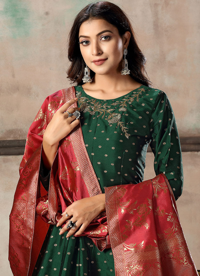 Indian Clothes - Green Anarkali Suit In usa