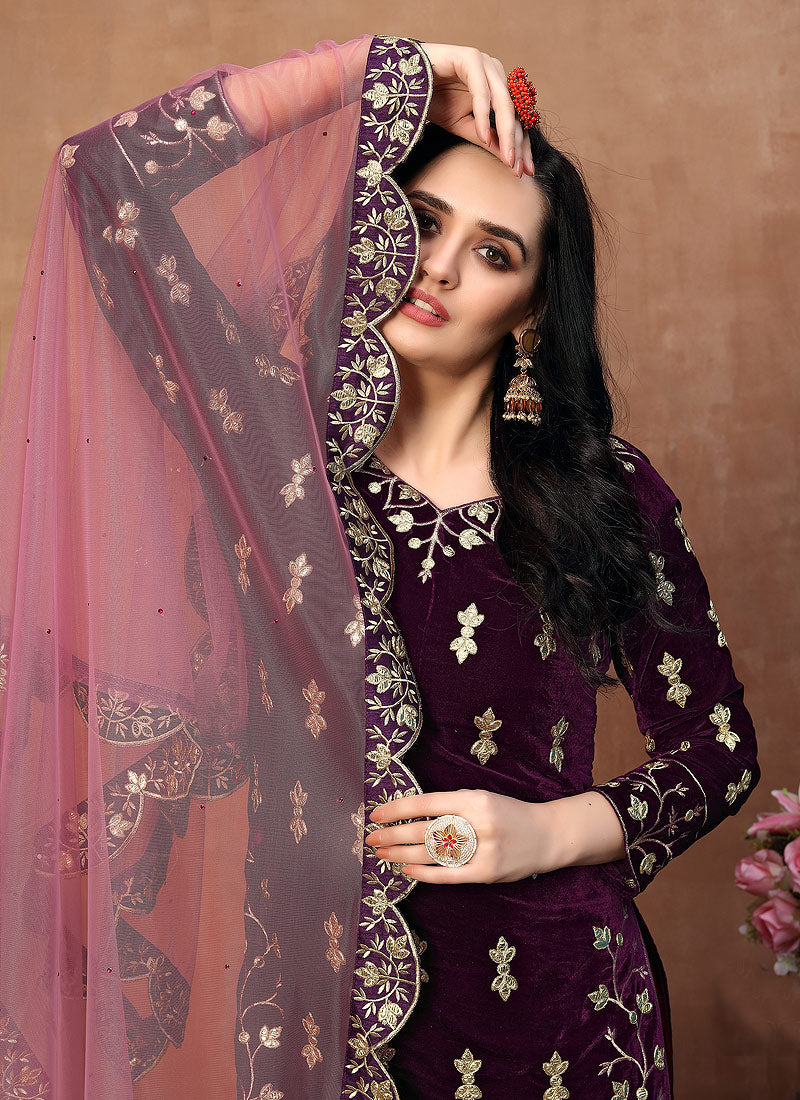 Purple Patiala Punjabi Suit In usa