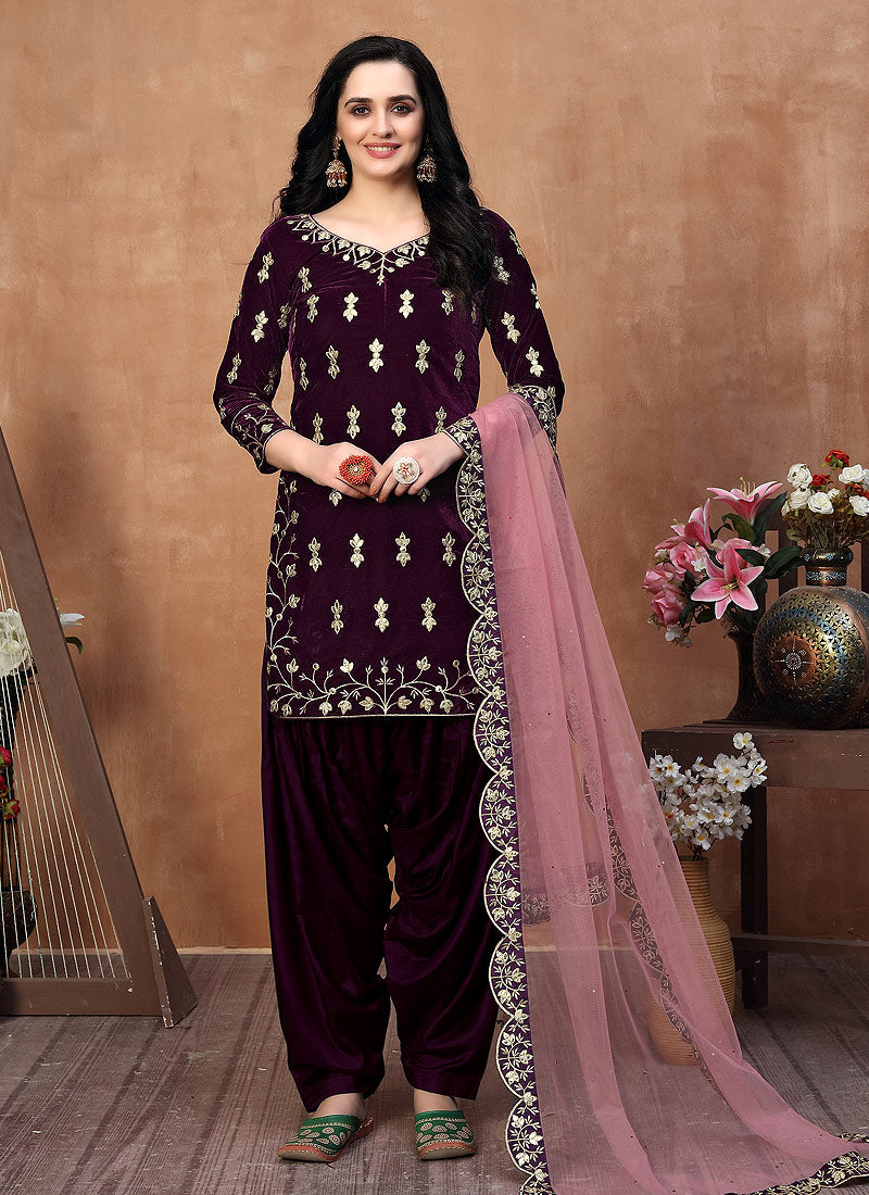 Purple Patiala Punjabi Suit In usa uk canada