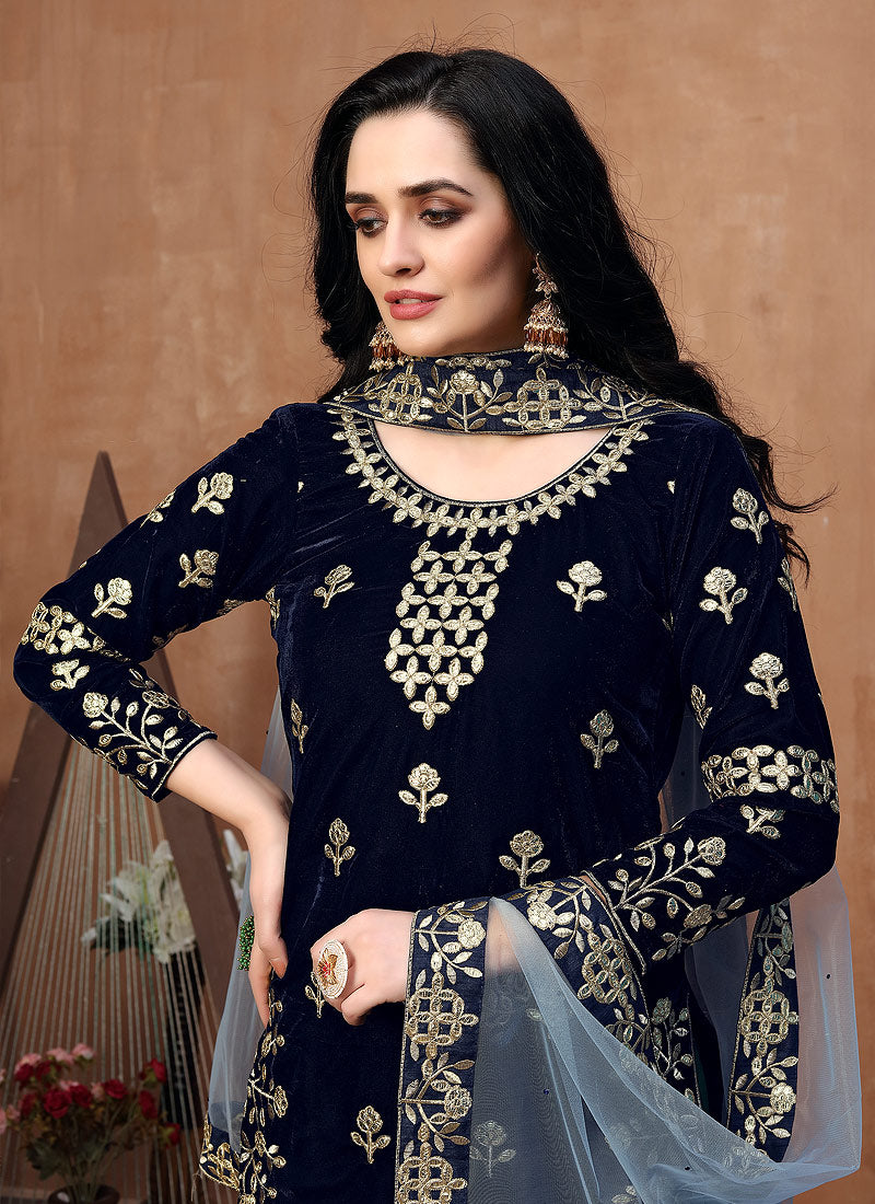 Blue Patiala Punjabi Suit In usa