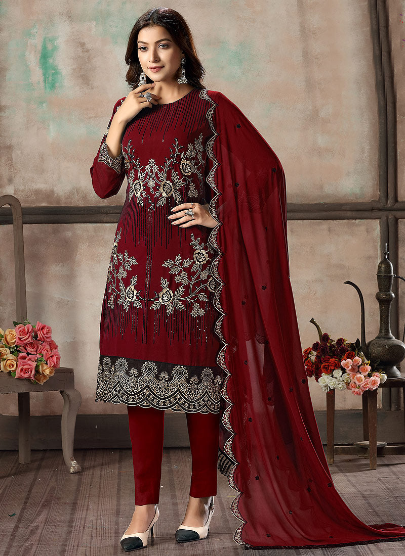 Red Designer Salawar Kameez