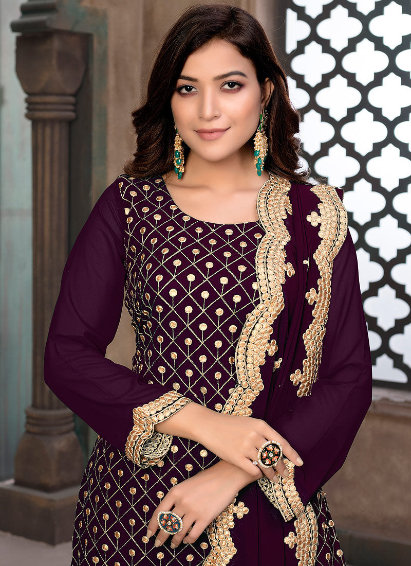 Deep Wine Gharara Suit In uk