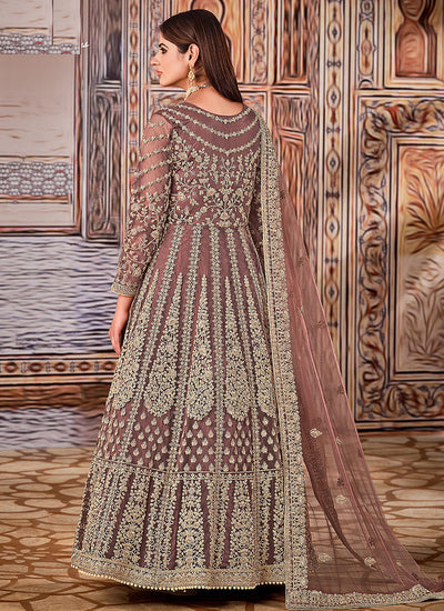 Rose Pink Wedding Anarkali Suit In Uk