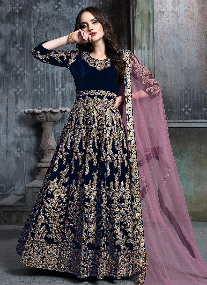 pink and blue indian dress Pink Anarkali Gown with Dupatta, Indian Party Wear Dress, Embroidered Ethnic Outfit, Wedding Guest Festive Wear For Women outfit