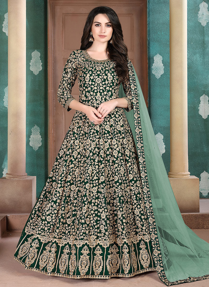 Buy Dark Green Anarkali Suit In USA, UK, Canada, Australia, Newzeland online Buy Dark Green Anarkali Suit In USA, UK, Canada, Australia, Newzeland online