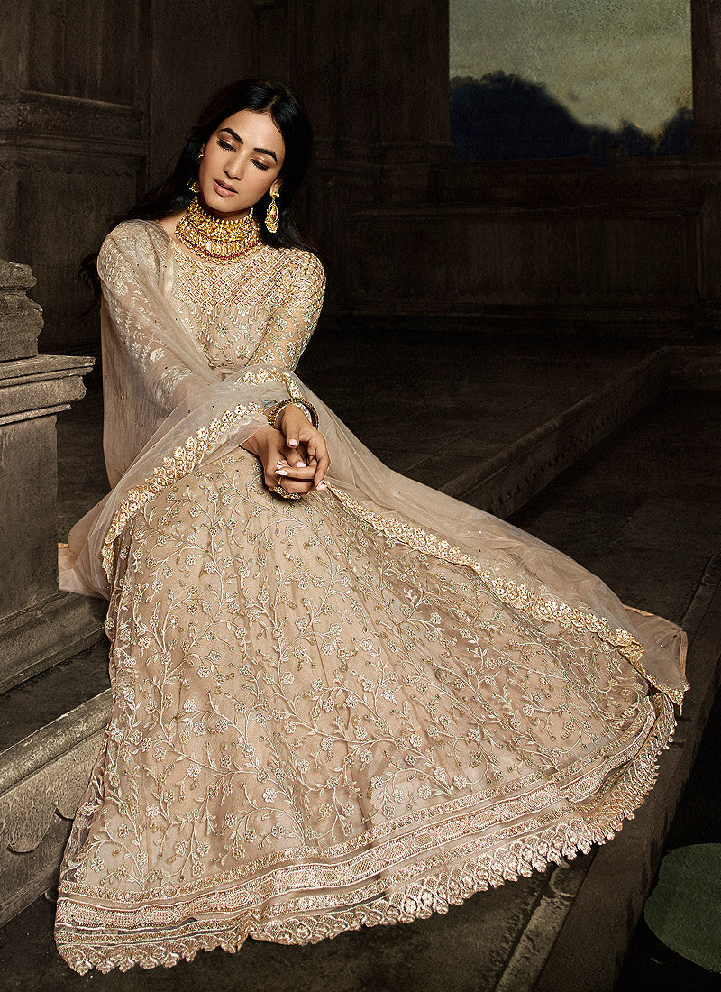 Golden Beige Anarkali Suit In usa uk canada