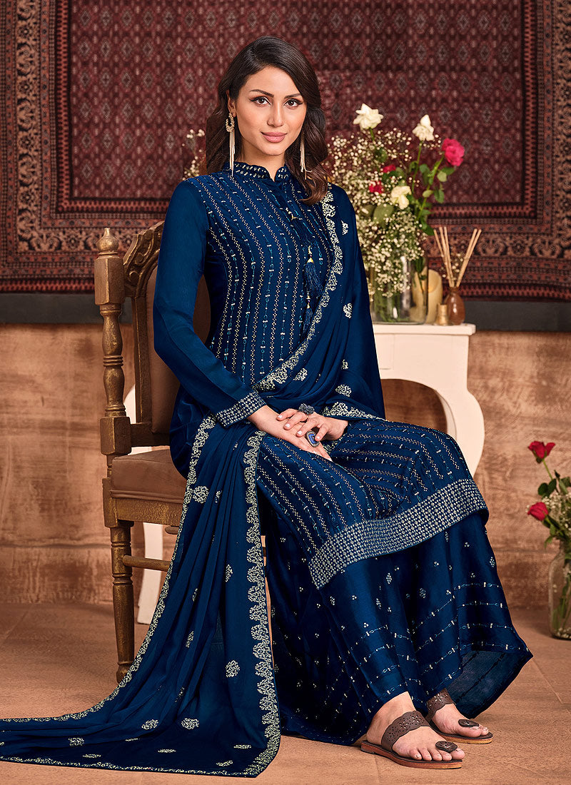 Navy Blue Gharara Suit In usa uk canada