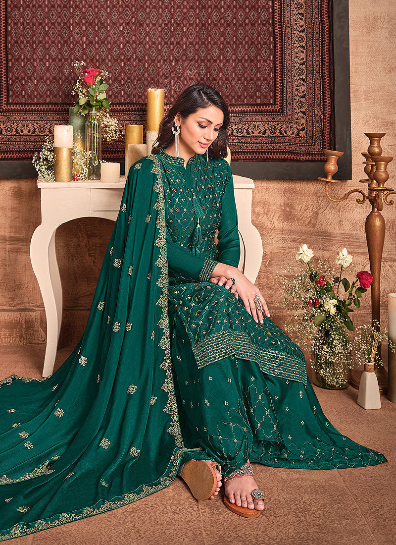 Dark Green Gharara Suit In usa uk canada