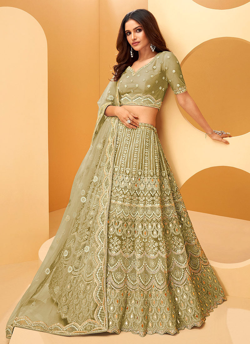 Light Green Sequence Embroidered Lehenga Choli