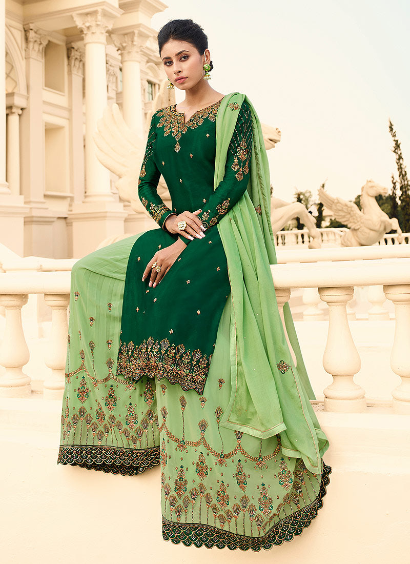 Indian Dresses - Green Gharara Suit In USA