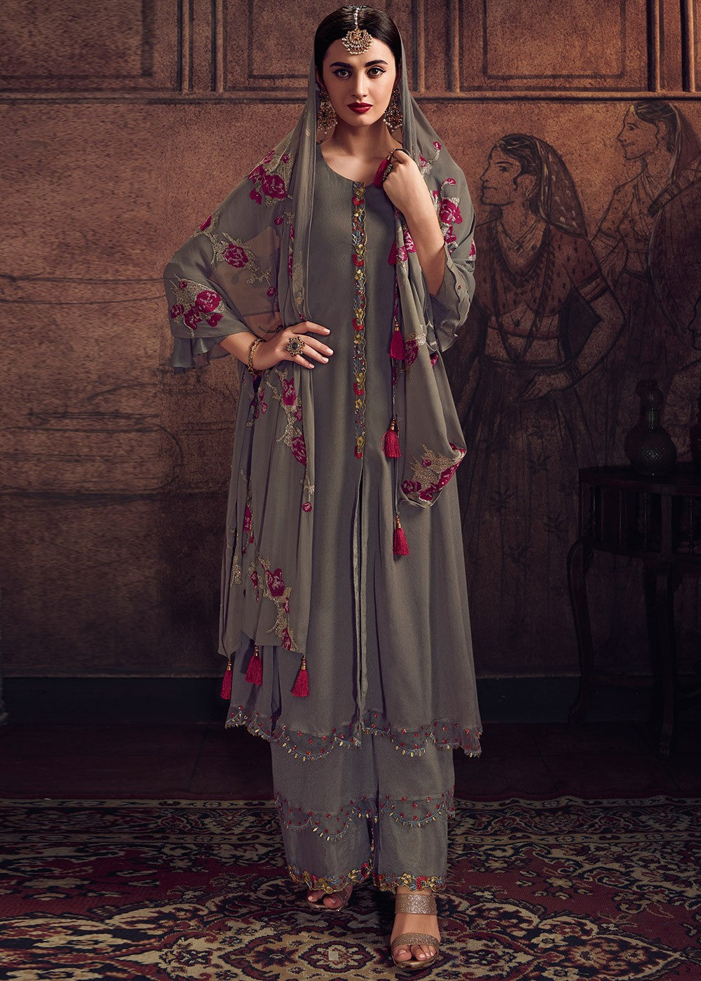 Grey Pakistani Pant Suit