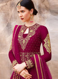 Magenta Traditional Embroidered Designer Anarkali Suit