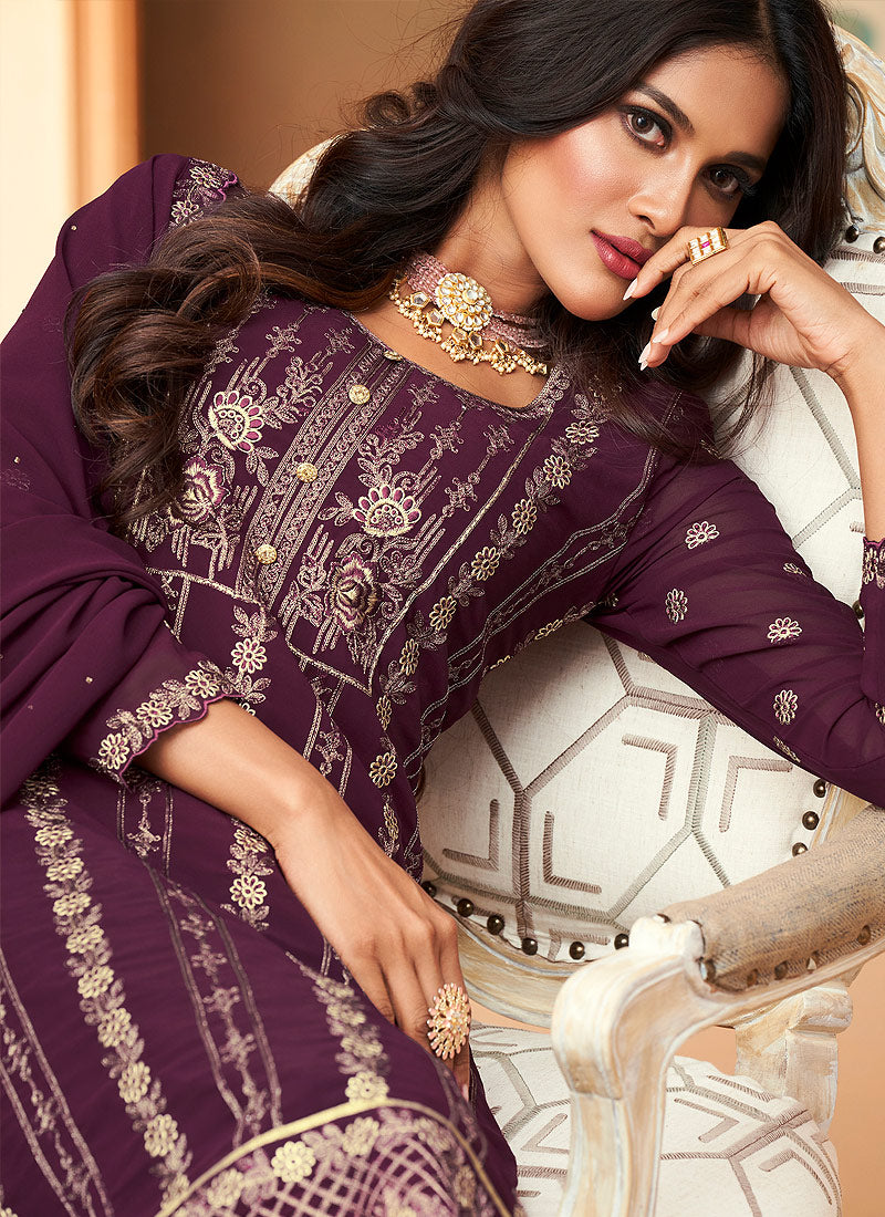 Purple Pakistani Pant Suit In uk
