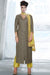 Grey And Yellow Embroidered Pant Suit