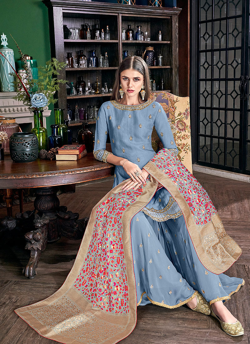 Silk Palazzos Pant Suit