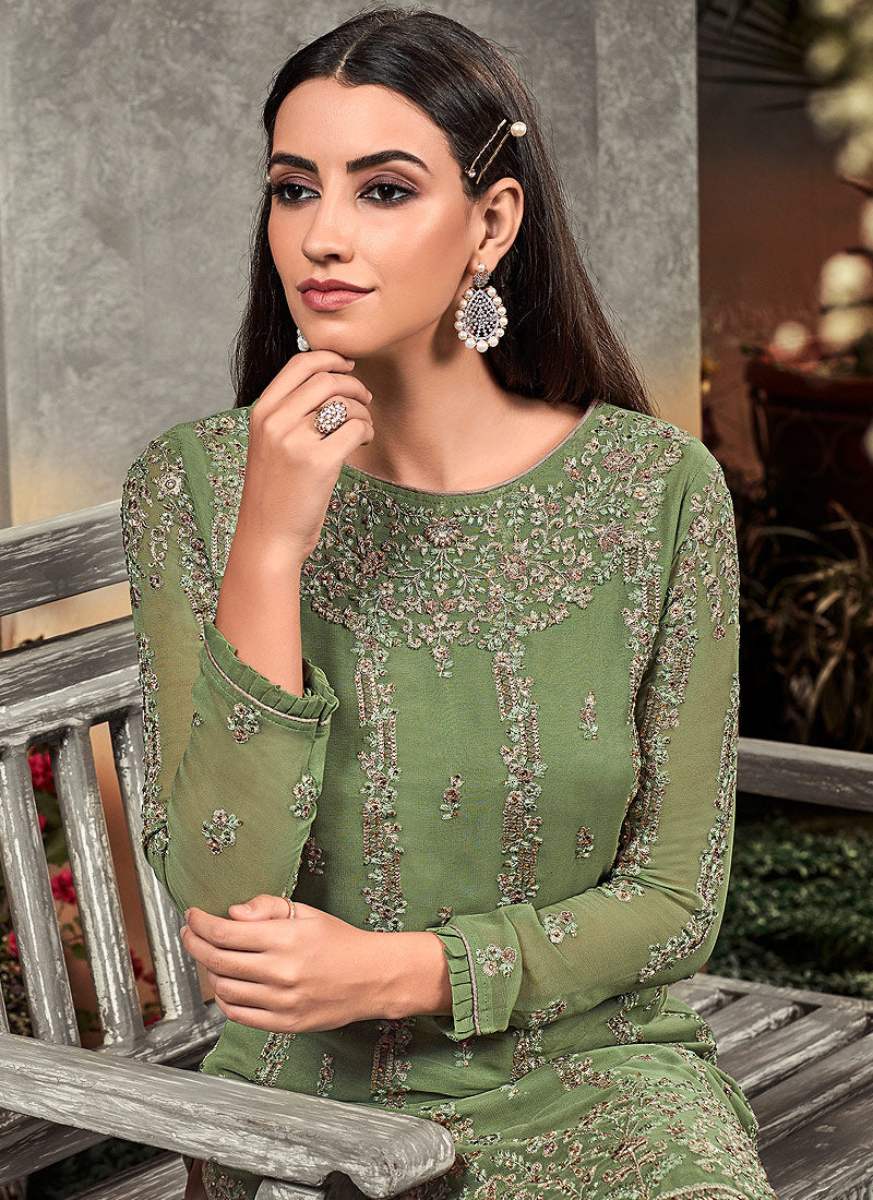 Embroidered Palazzo Suit