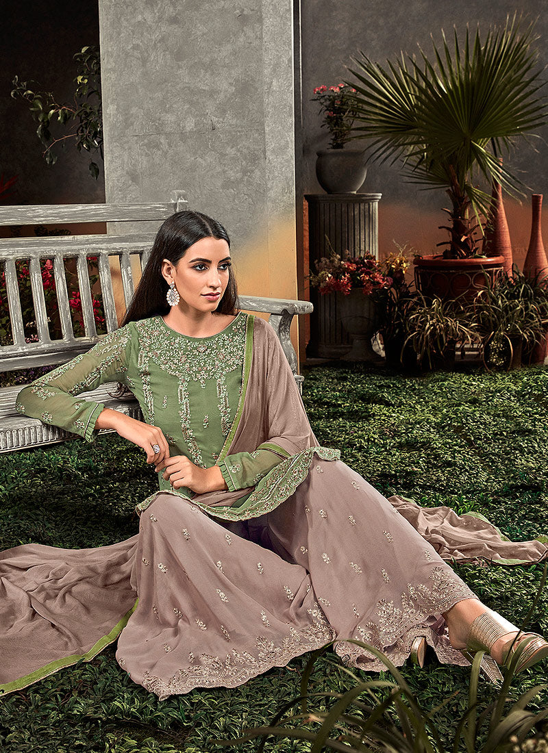 Embroidered Palazzo Suit