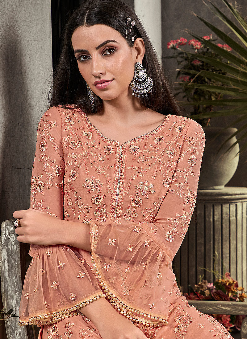 Embroidered Palazzo Suit
