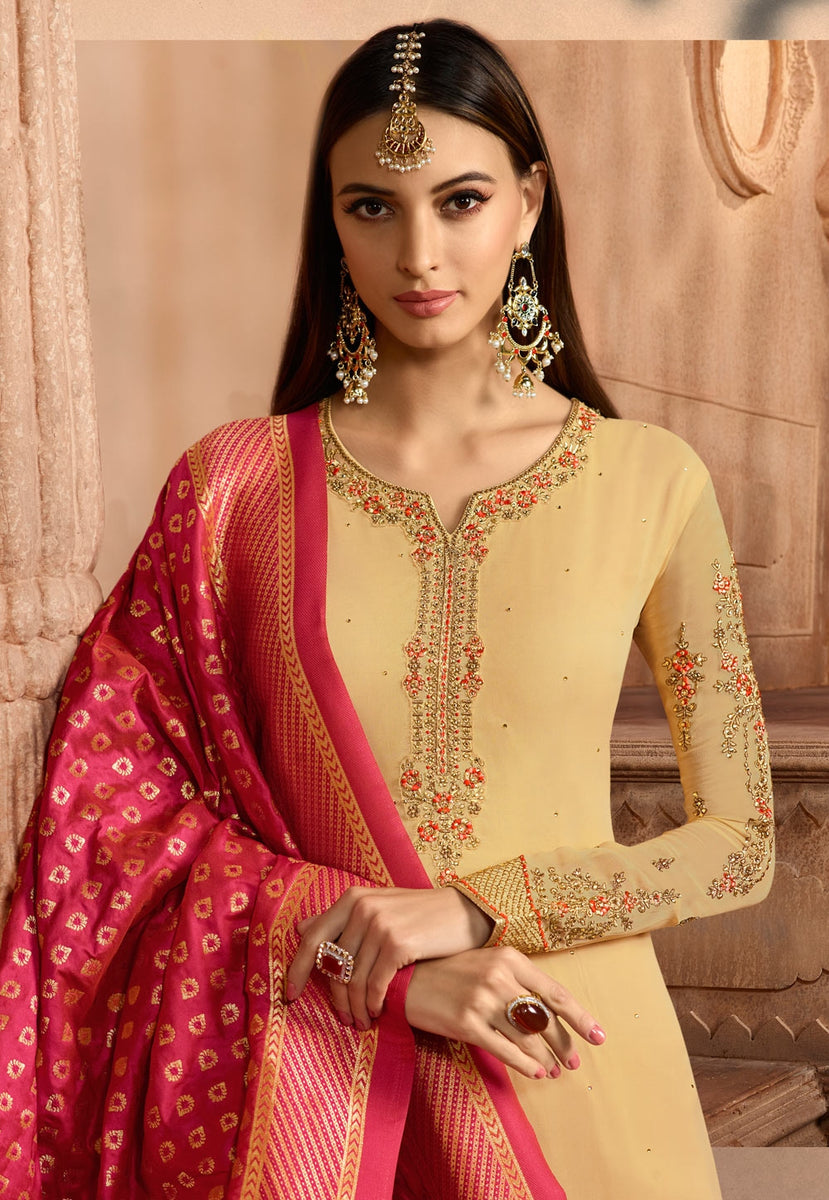 Satin churidar suits store