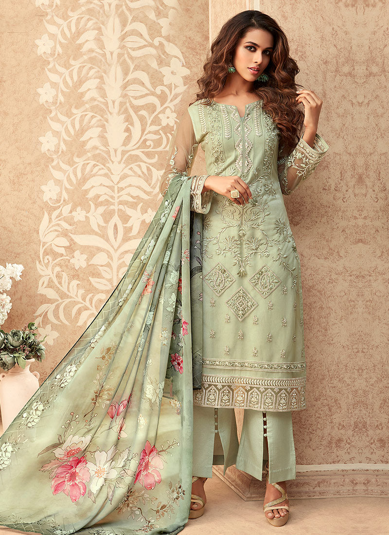 Mint Green Pakistani Salwar Kameez Suit Mint Green Pakistani Salwar Kameez Suit