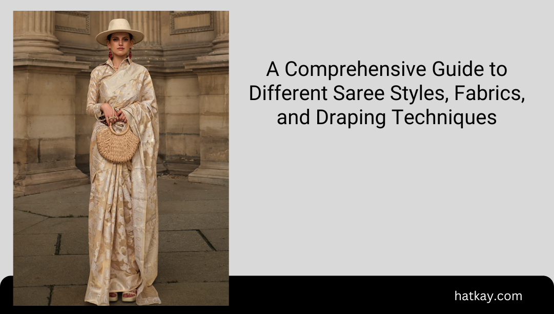 Creme Beige Lucknowi Handloom Woven Organza Silk Saree